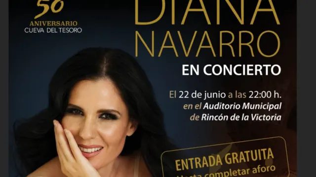 Diana Navarro ofrecerá un concierto en el Auditorio Municipal de Rincón de la Victoria con motivo del 50 aniversario de la Cueva del Tesoro