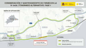 Transportes progresa con las obras de mejora de la carretera N-340A entre Benajarafe y Torre del Mar