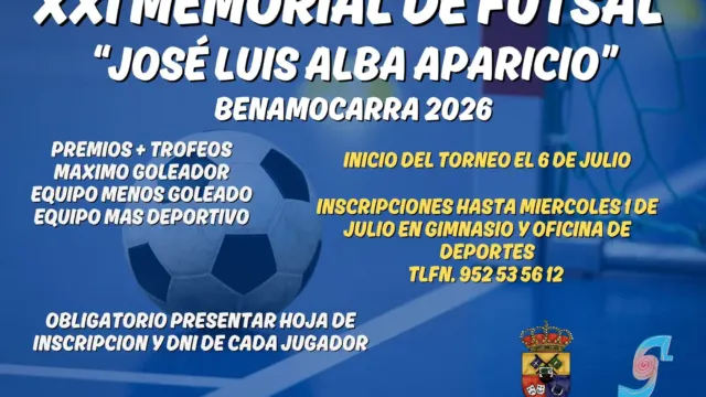 Benamocarra calienta motores para el XXI Memorial de Fútbol-Sala “José Luis Alba Aparicio”