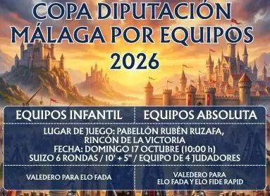 Rincón de la Victoria acogerá la Copa Diputación de Málaga por Equipos 2026 de ajedrez