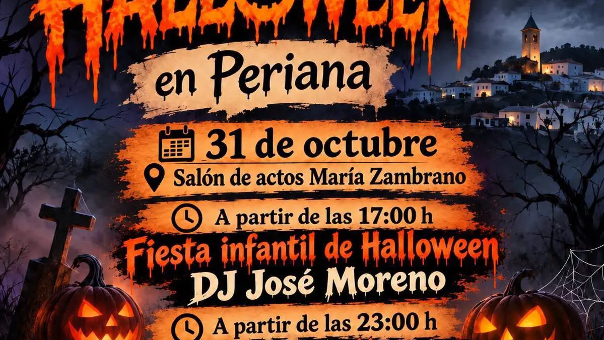 Periana celebra Halloween el 31 de octubre con fiestas para todos los públicos en el Salón de Actos María Zambrano